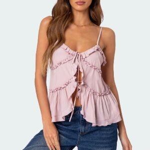 NWT Juniper Tie Front Ruffled Top M